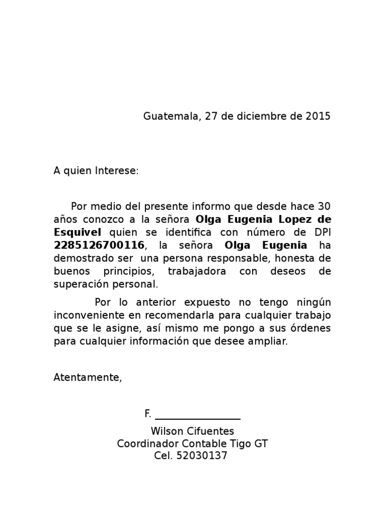 Carta de Personal