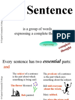 The Sentence: Is A Group of Words Expressing A Complete Thought