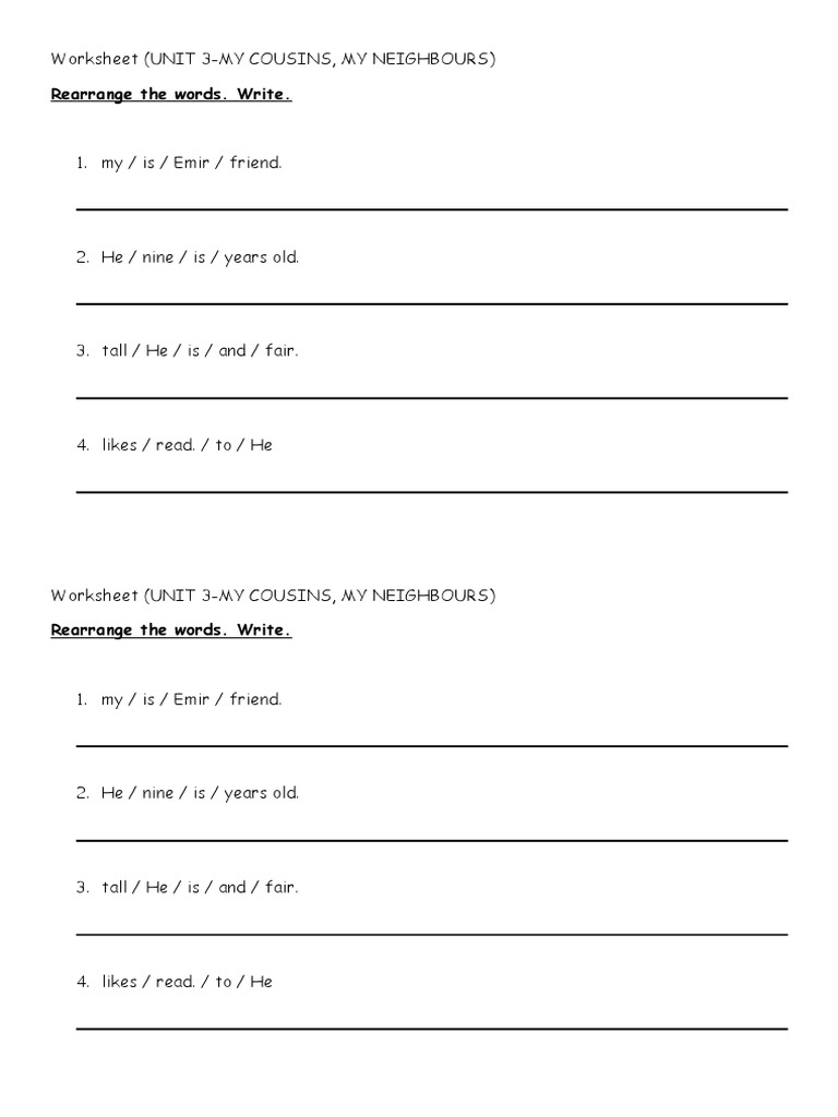 Rearrange The Words. Write | PDF