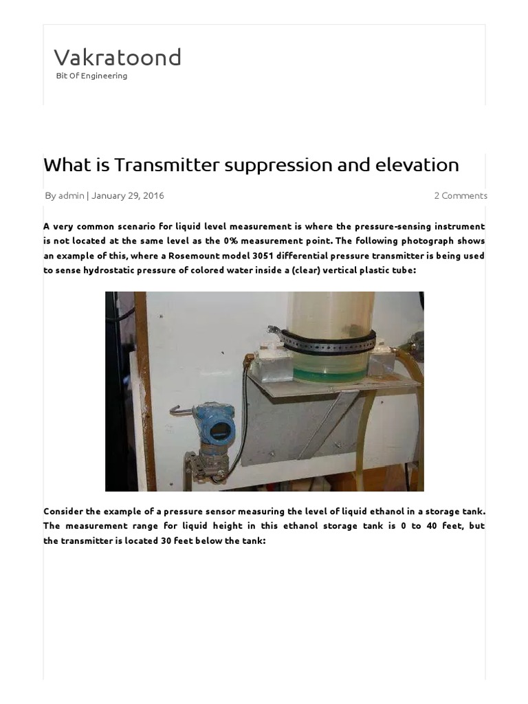 What Is Transmitter Suppression and Elevation PDF Pressure