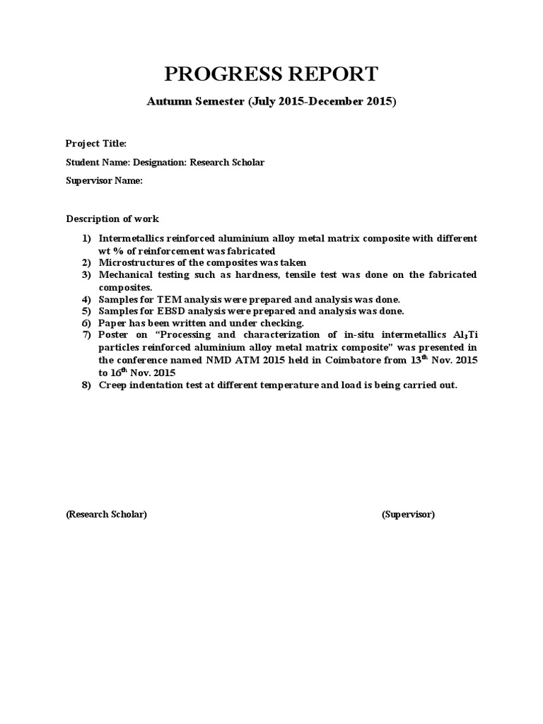 Research Scholar's Progress Report | PDF