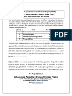 Maharashtra Agricultural Competitiveness Project (MACP) "Agriculture Market Intelligence Services (AMIS) Centre" Invites Applications Along With Resume