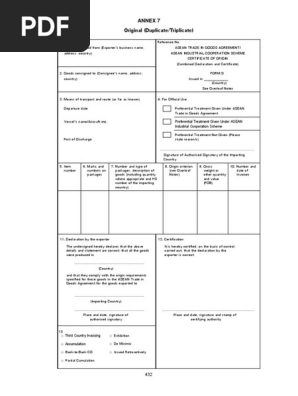 Certificate of Origin-Form D