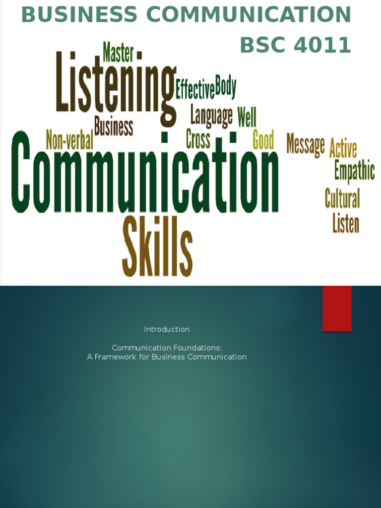 Business Communication Week 1 | PDF | Communication | Psychological ...