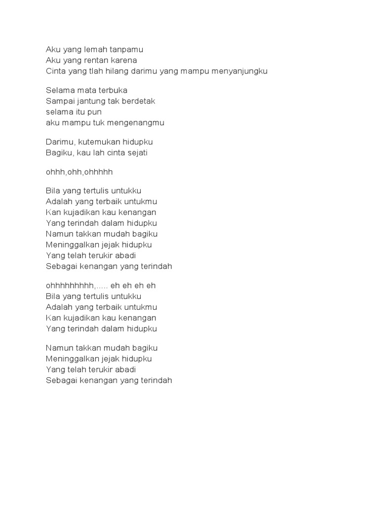 Lirik Lagu Samsons Kenangan Terindah Pdf