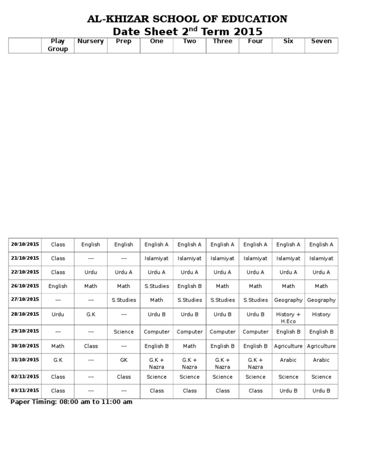 Date Sheet Ogr | PDF