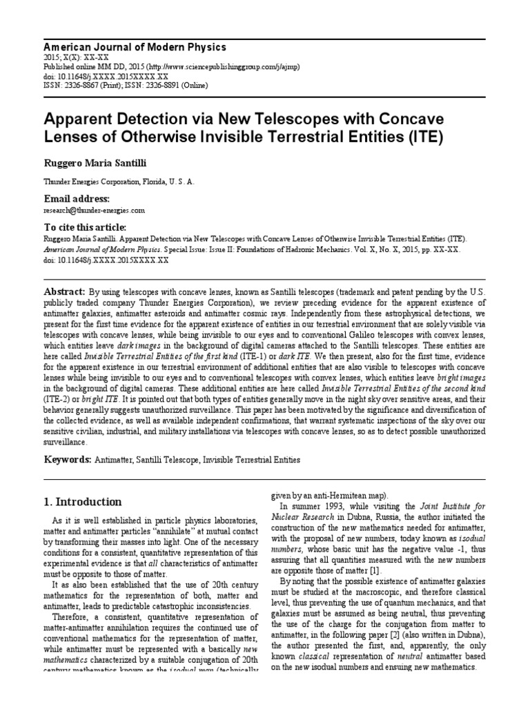 Detection of Invisible Terrestrial Entities | PDF | Lens (Optics ...