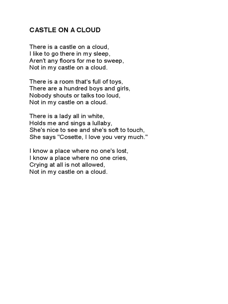 Castle on a Cloud (lyrics) Songs Recorded Music