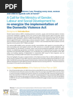 A Call for the Ministry of Gender to Re-Energise Implementation of the DVAct