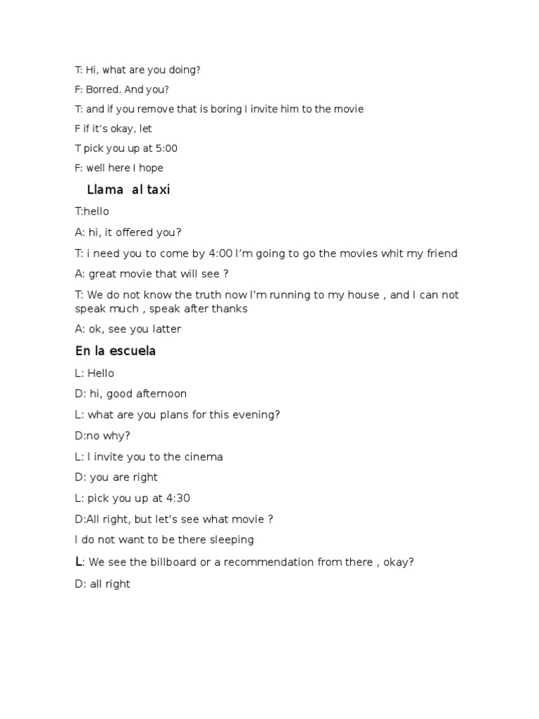 Movie Plans and Invitations Dialogue | PDF