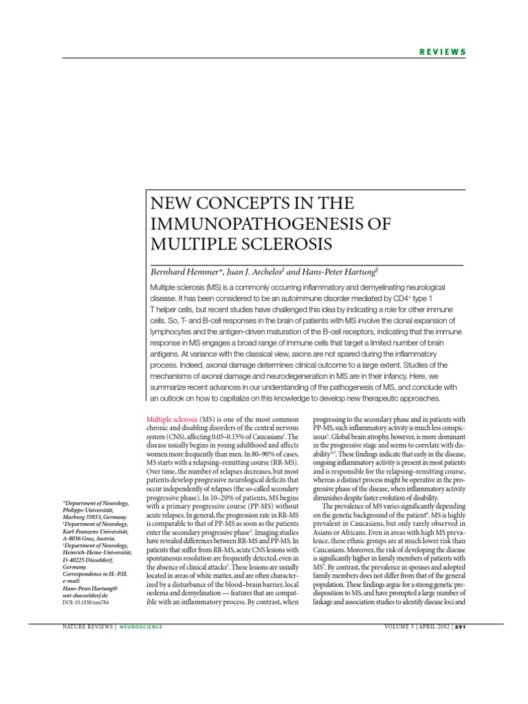 New Concepts in The Immunopathogenesis of Multiple Sclerosis | PDF | T ...