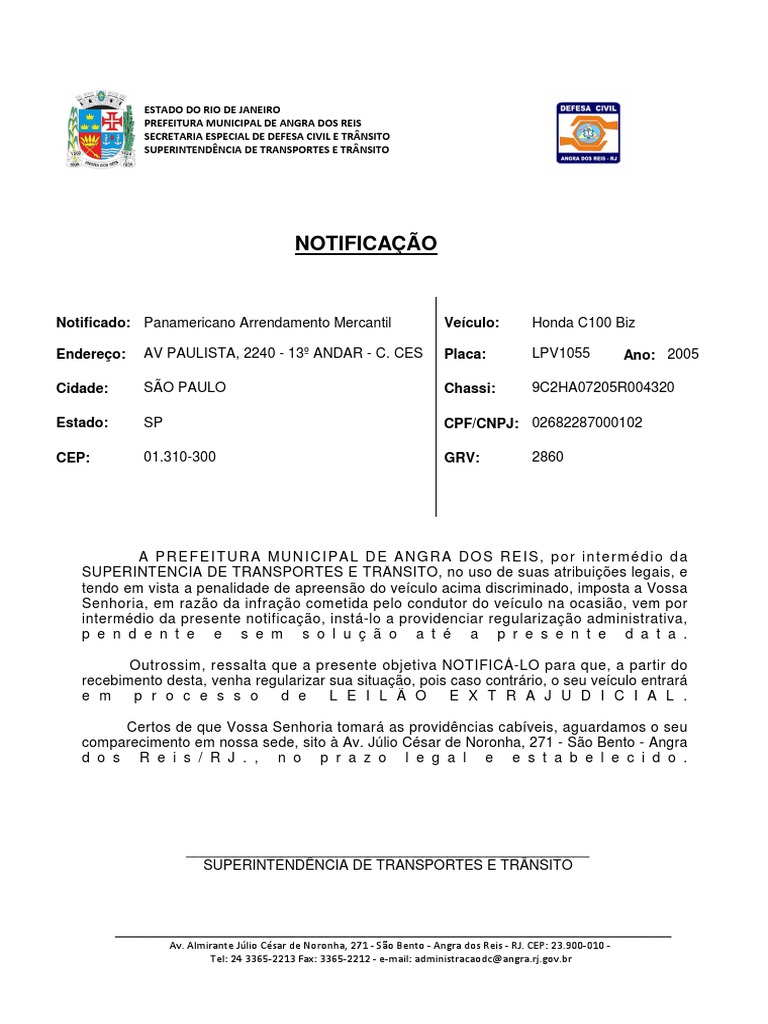Modelo de Notificação | PDF