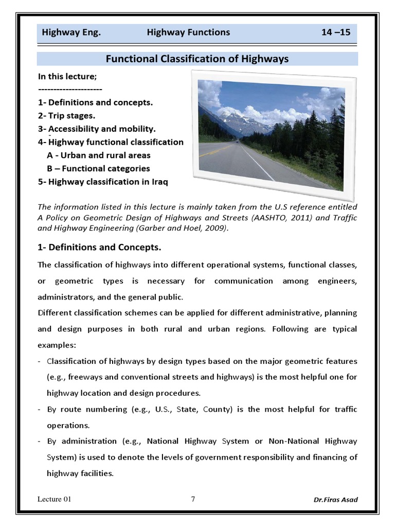 Lec 01 Highway Engineering Highway Classification Pdf Controlled