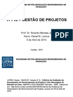 Apresentação Artigo Critérios de Avaliação de Desempenho Gerenciamento Projetos