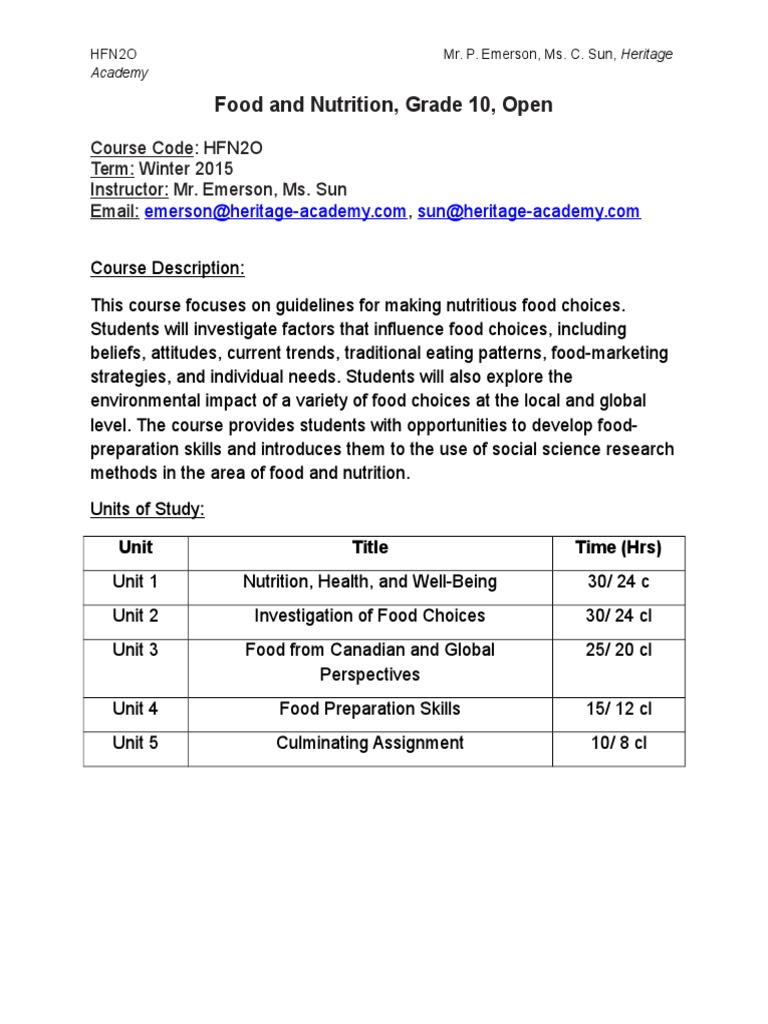 Food and Nutrition Syllabus | PDF | Nutrition | Diet & Nutrition
