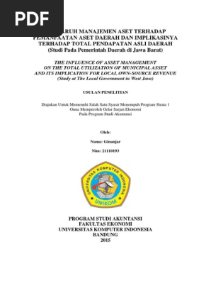 Pengaruh Manajemen Aset Terhadap Total Pemanfaatan Aset Daerah Dan Implikasinya Terhadap Pendapatan Asli Daerah