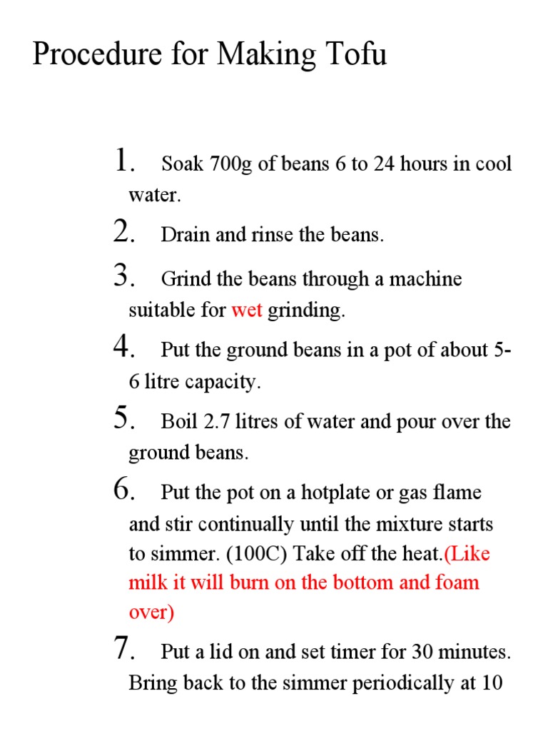 Step-by-Step Tofu Making Guide | PDF