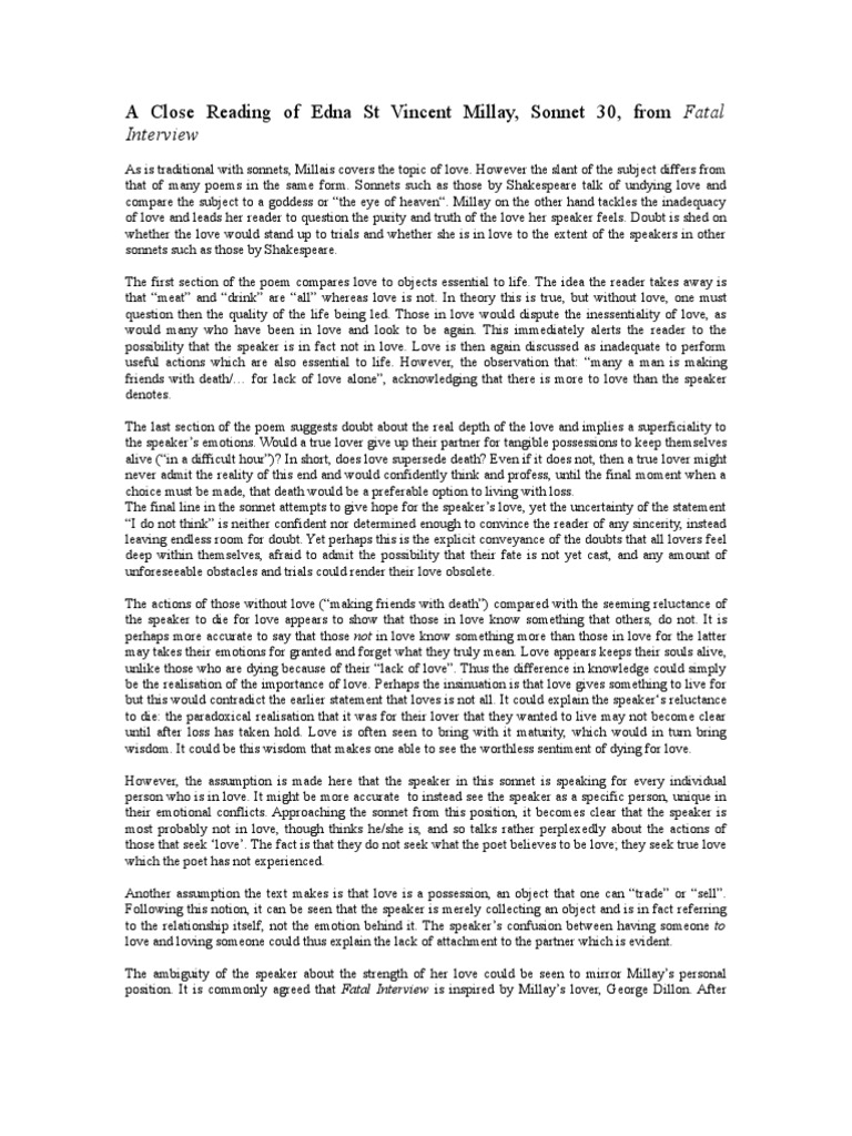 Essay sonnet 30 image