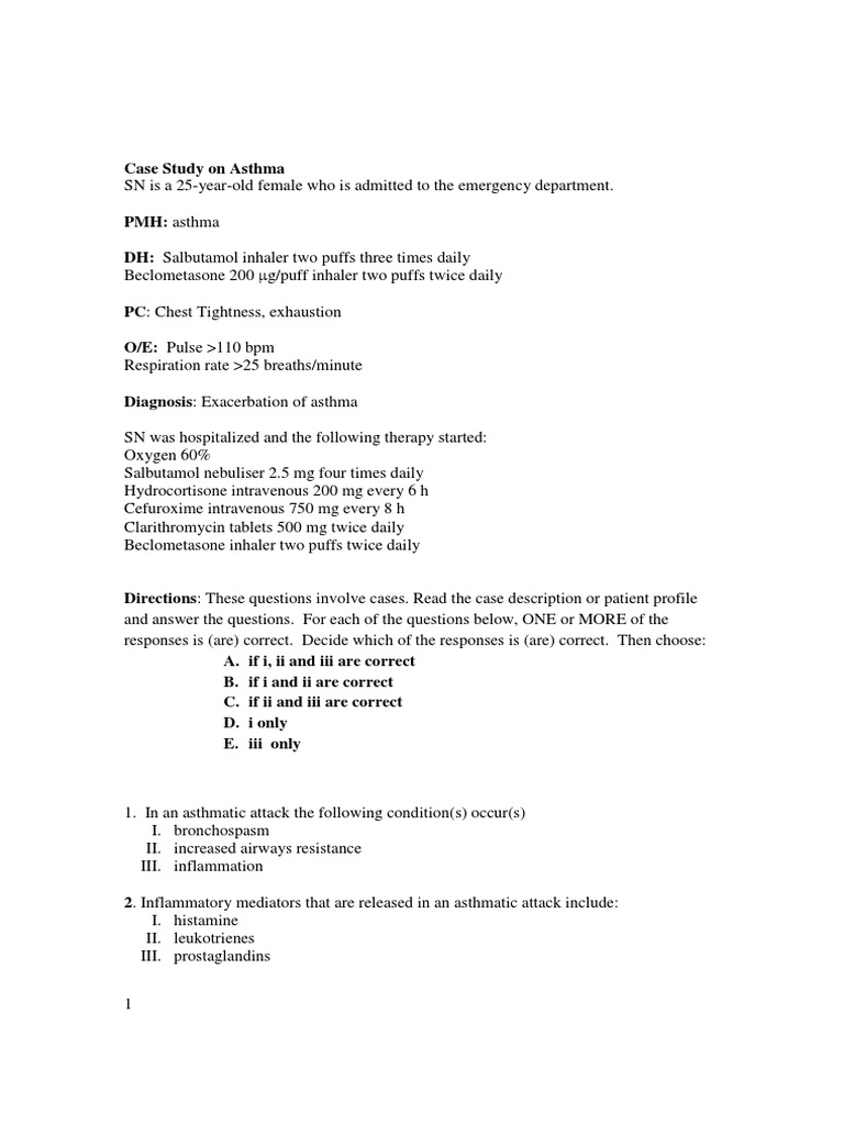 Case Study On Asthma PDF Asthma Medical Treatments