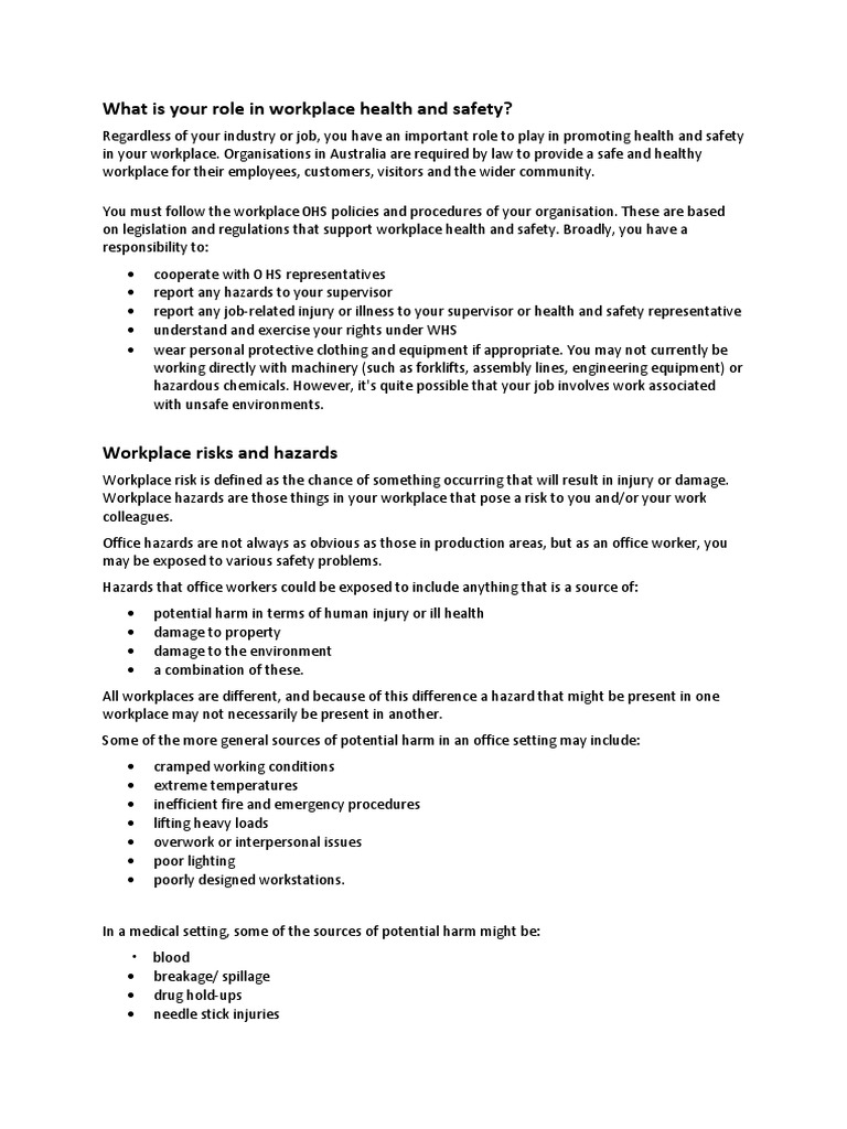 whs lesson 2 Medical Record Occupational Safety And Health