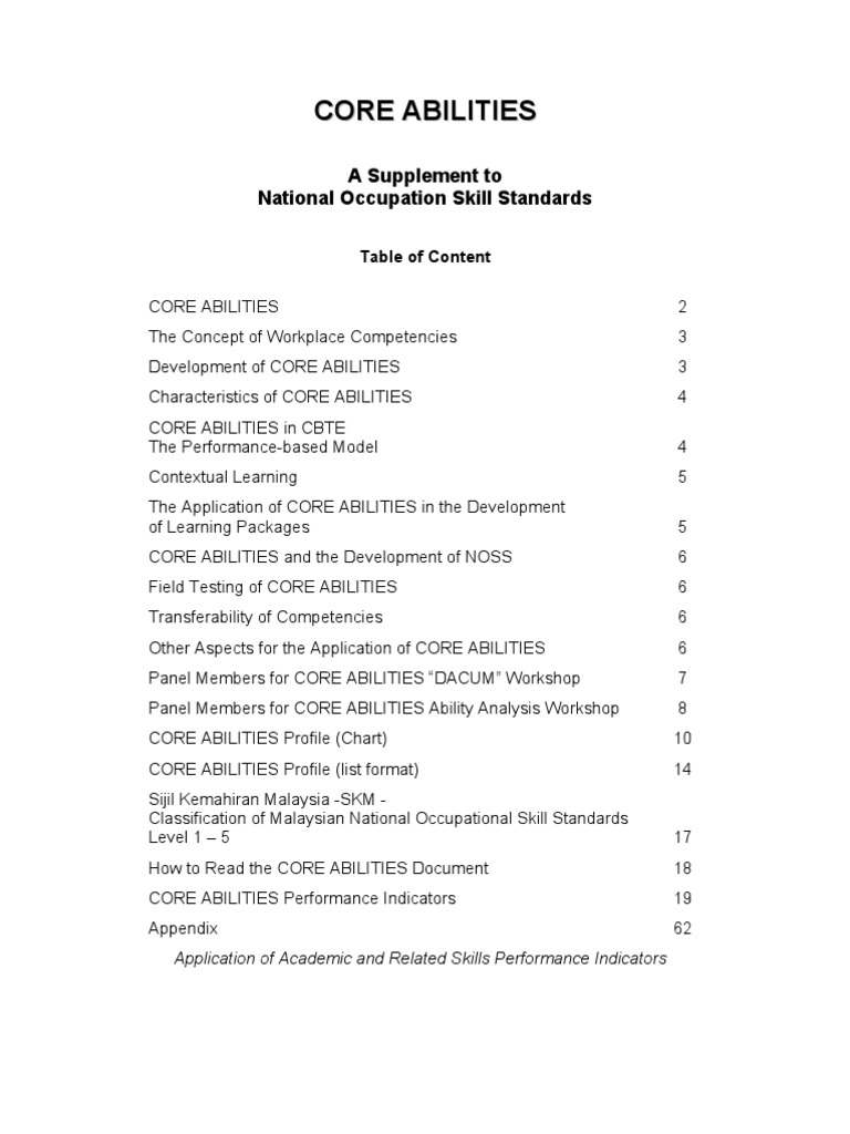 Core Abilities in Malaysian Vocational Training | PDF | Competence ...