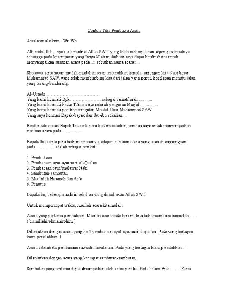 Teks Pembawa Acara
