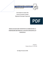 Bases Legales de la Fisioterapia en la Salud Ocupacional en Venezuela