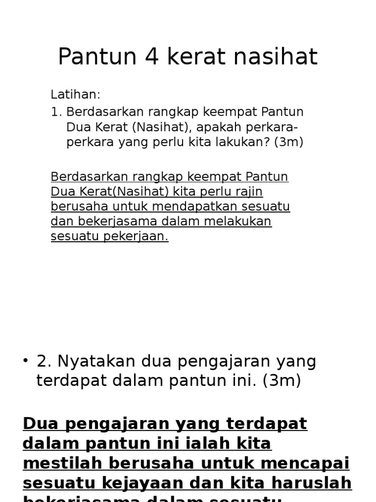 Pantun 4 Kerat Nasihat Pdf