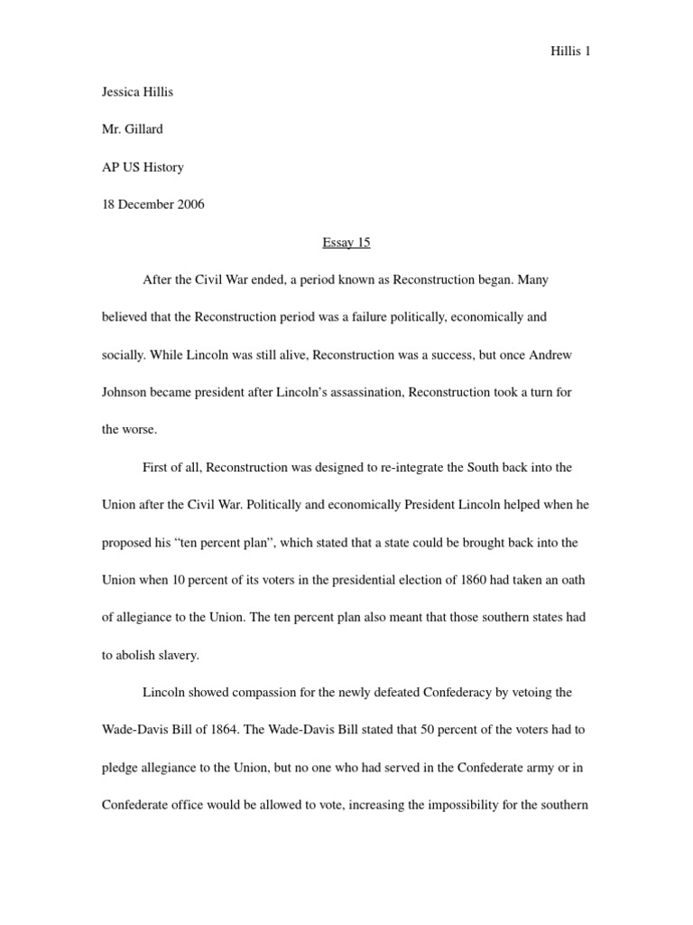Why was reconstruction a failure essay image