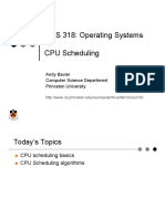 COS 318: Operating Systems CPU Scheduling: Andy Bavier Computer Science Department Princeton University