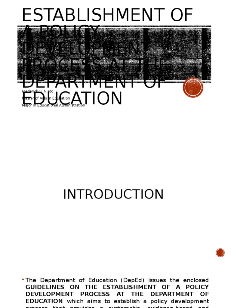 Establishment of A Policy Development Process at The | PDF | Policy ...
