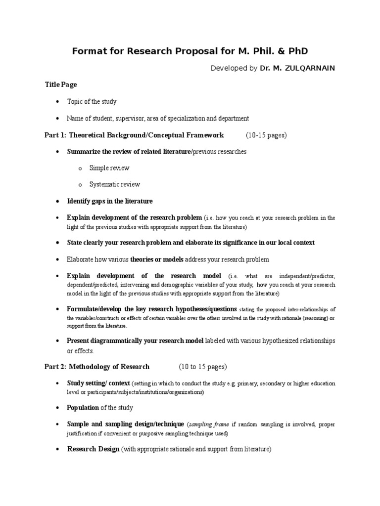 Research Proposal Format for M. Phil & PhD | PDF | Qualitative Research ...