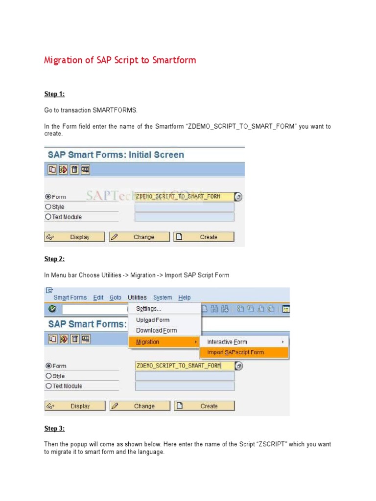 Migration of SAP Script To Smartform | PDF