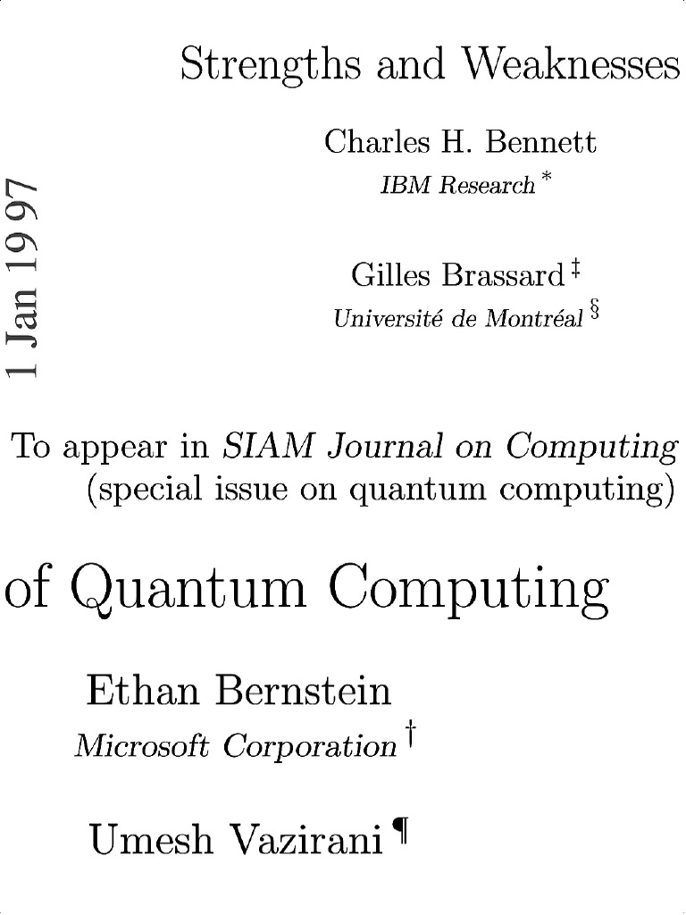 Strengths and Weaknesses: Quantum Computing | PDF | Time Complexity ...