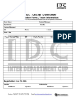 IDC - Cricket Tournament Registration Form PDF