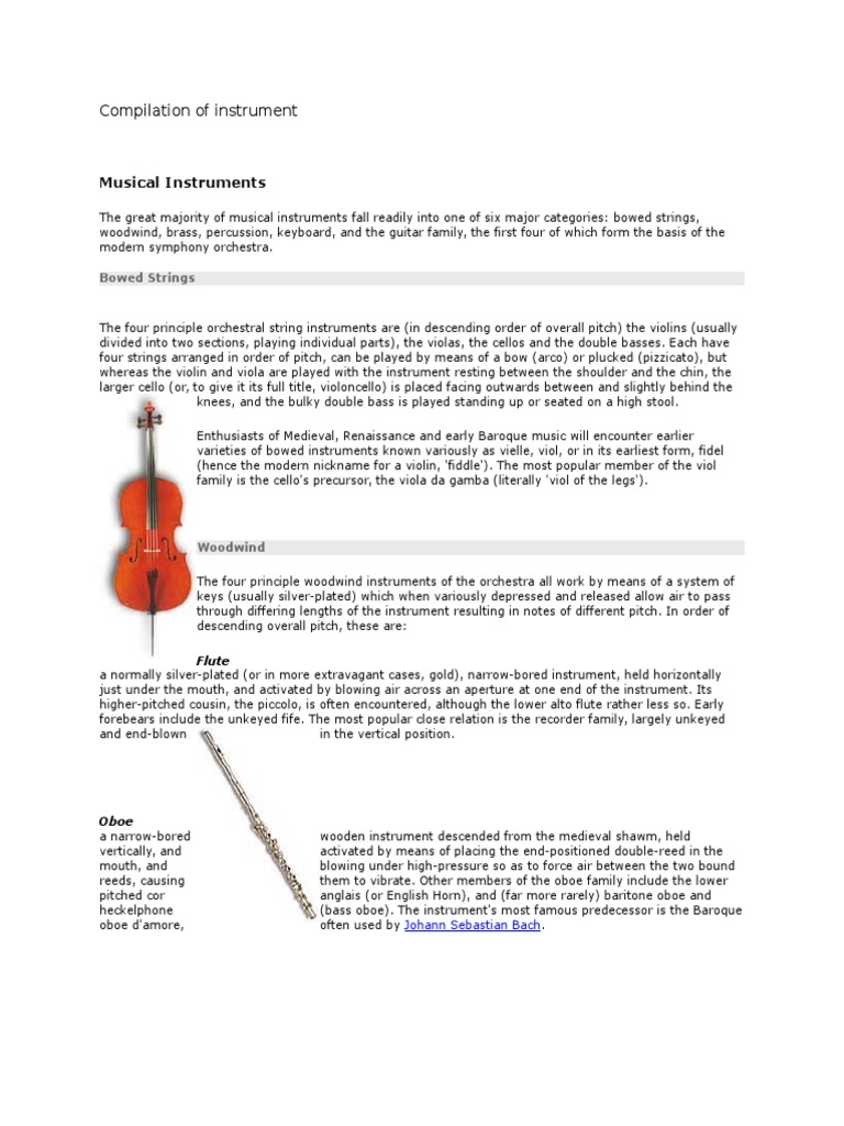 Overview of Musical Instrument Categories | PDF | String Instruments ...