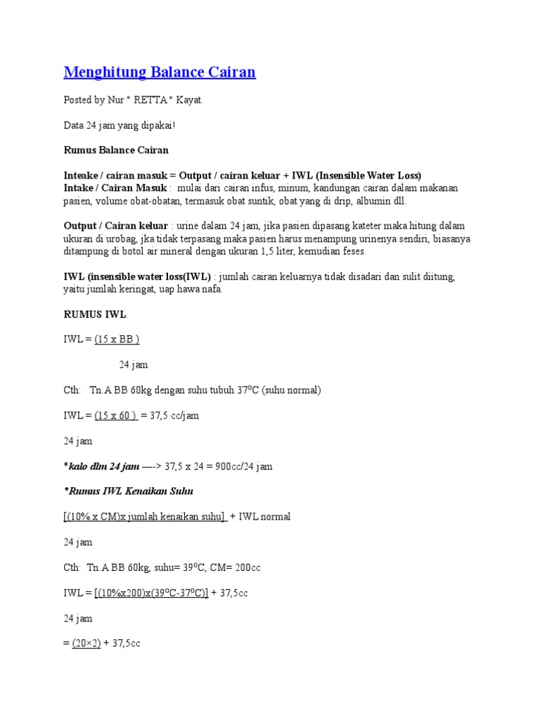 Menghitung Balance Cairan