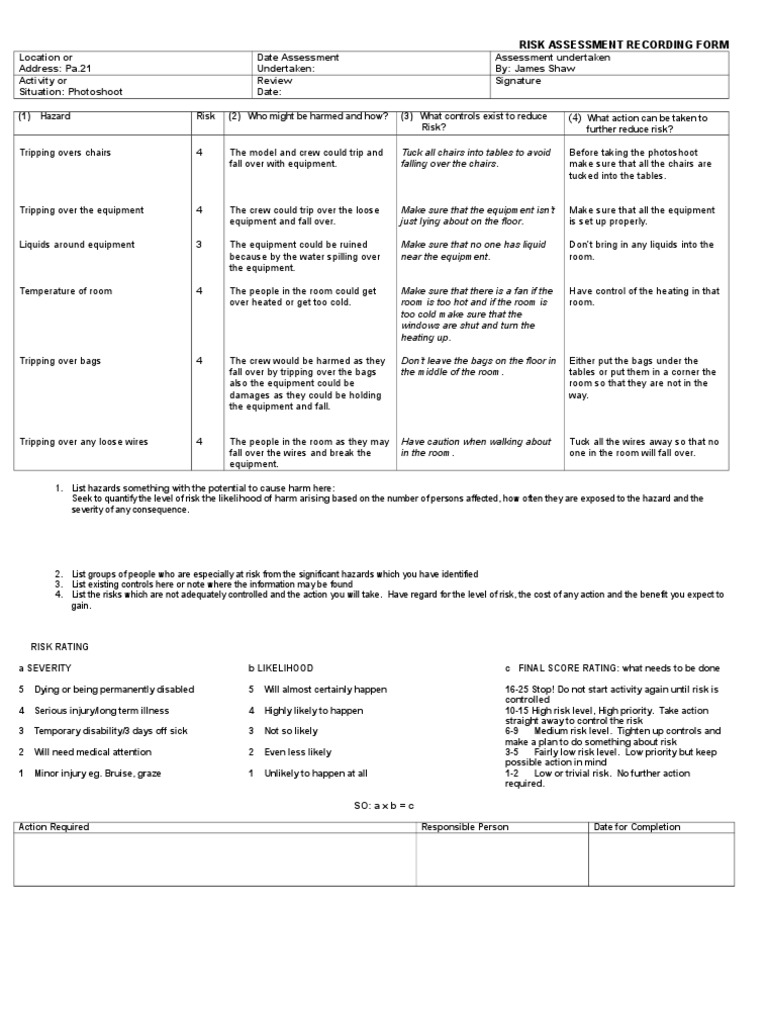 Risk Assessment Template | PDF | Risk | Disability