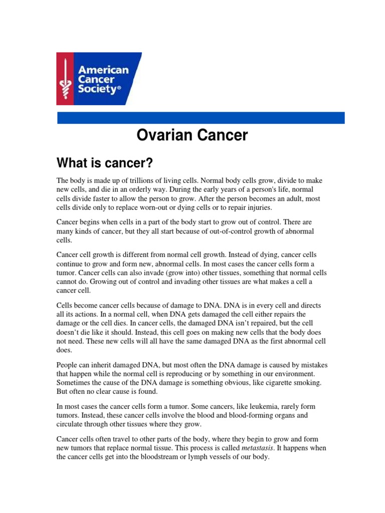 human ovarian cancer research paper