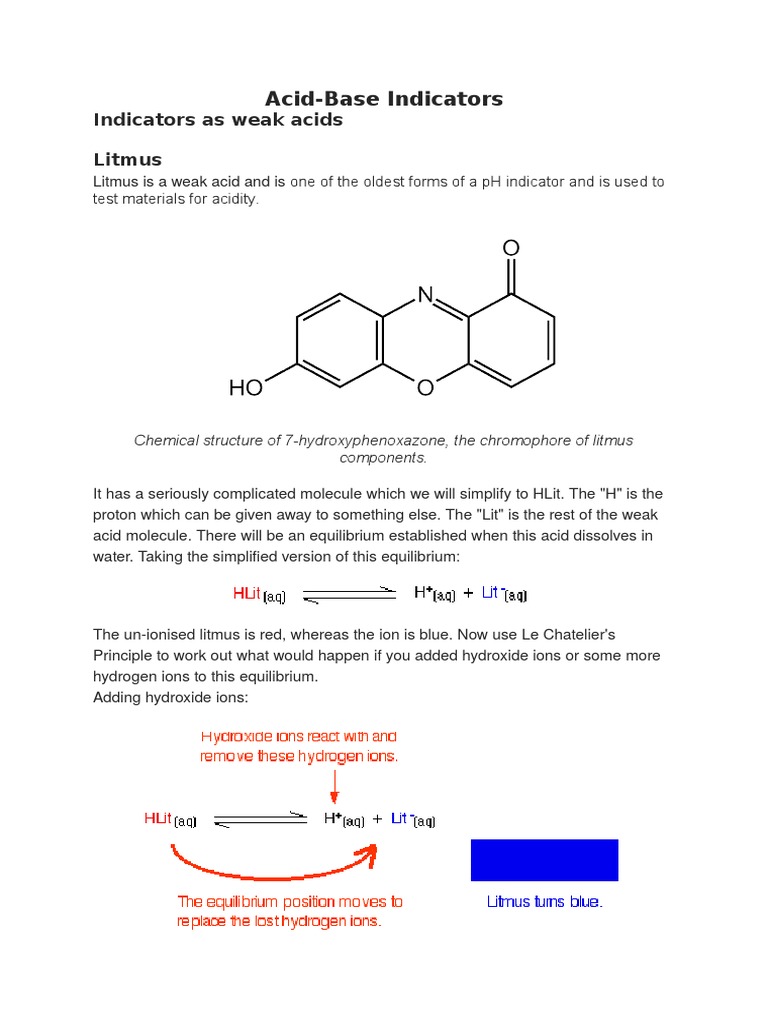AcidBase Indicators Indicators As Weak Acids Litmus PDF Acid Ph