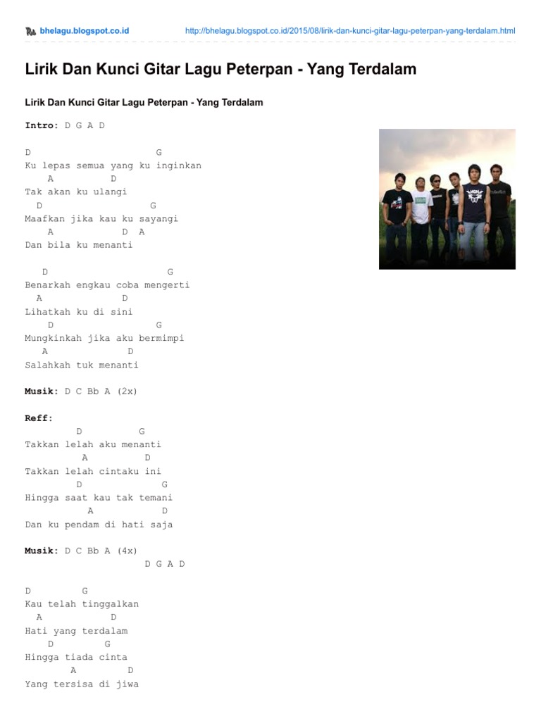 Bhelagu Blogspot Co Id Lirik Dan Kunci Gitar Lagu Peterpan Yang Terdalam Pdf
