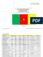 LISTE DES ENTREPRISES CAMEROUNAISES PAR BRANCHES D'ACTIVITES 2012