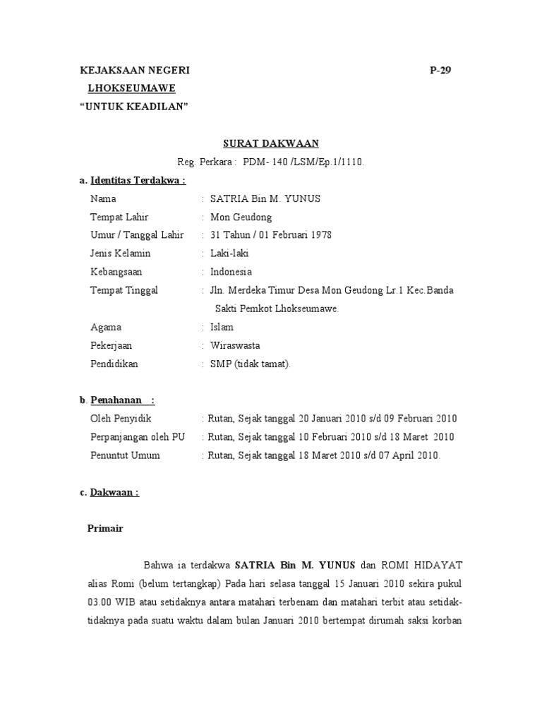 Surat Dakwaan Pdf