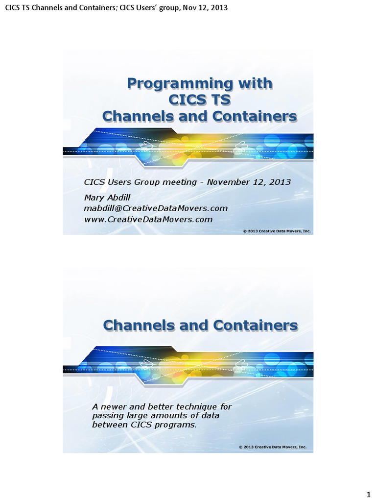 Overview Of Cics Channels And Containers – NMDKZN