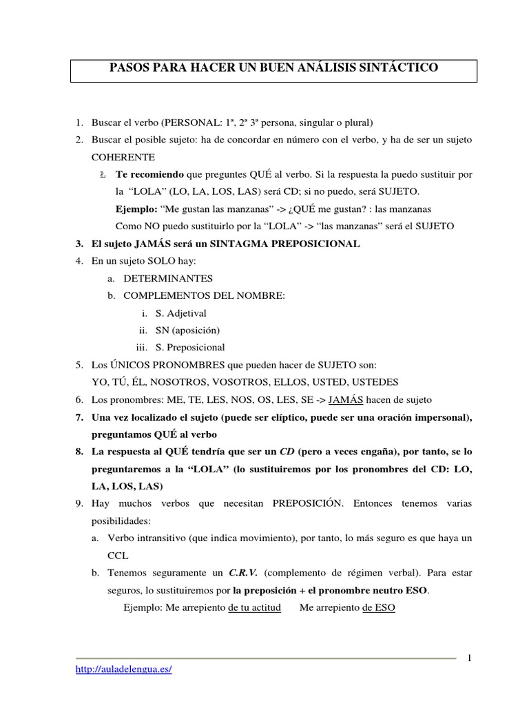 Guía para Análisis Sintáctico Efectivo | PDF | Verbo | Asunto (gramática)