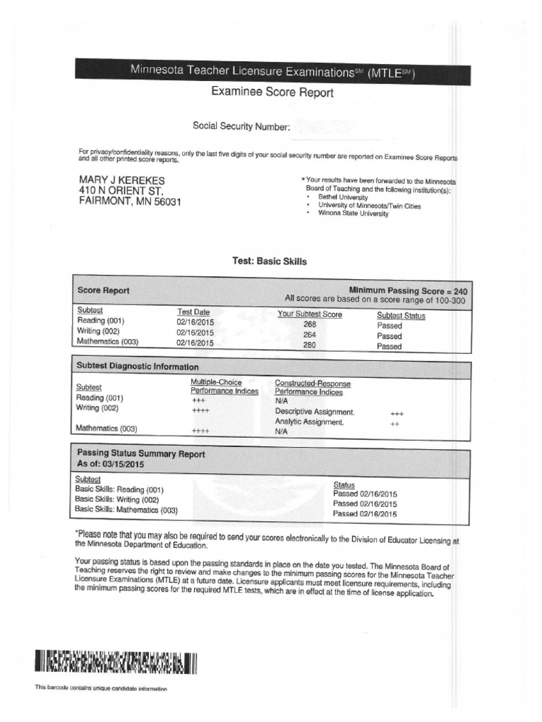 Mtle Basic Skills Results PDF