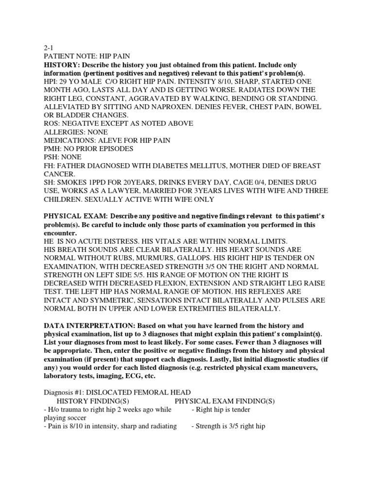 PATIENTNOTESET21 Hip Physical Examination
