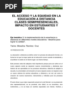 Acceso y Equidad en La Educacion A Distancia