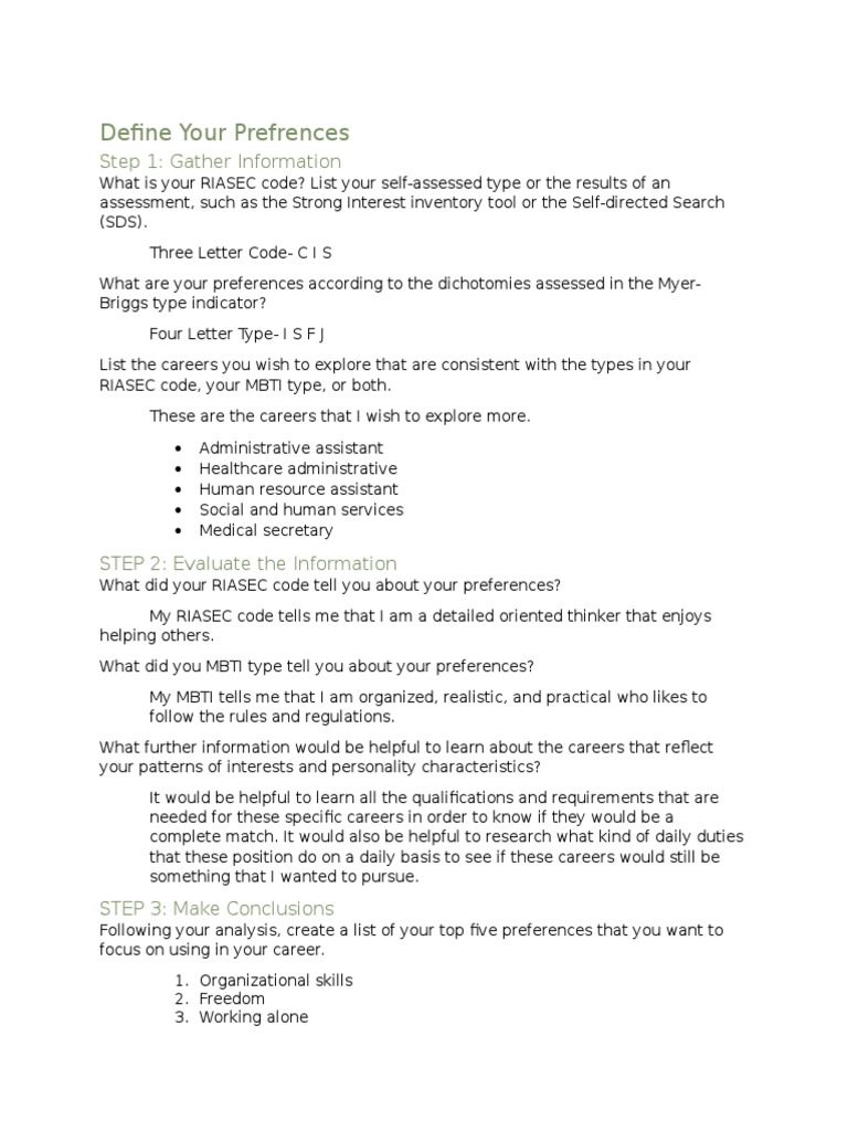 Your Preferences | PDF