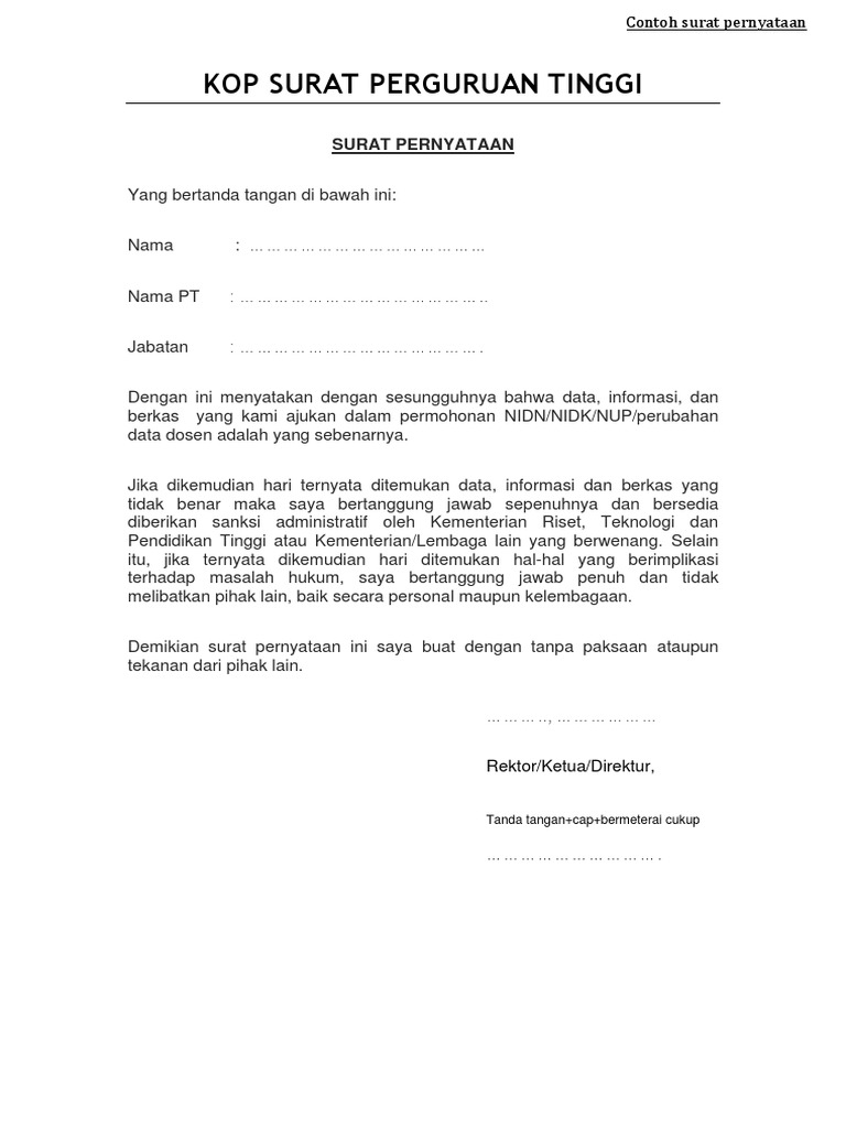 Surat Pernyataan Pimpinan PT.pdf